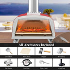 Forno per pizza da esterno multifuel per pizza con bruciatore a gas e contenitore per legna - 12 pollici