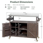 Isola Cucina da Esterno, Carrello Bar con Ruote e Mobile Contenitore, Tavolo per Barbecue in Legno Massello con Piano in Acciaio Inox, Porta Spezie, Porta Asciugamani