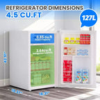 Mini Frigo da 4,5 Piedi Cubi con Congelatore, Frigorifero Compatto con Porta Reversibile, Termostato Regolabile ad Efficienza Energetica, Piccolo Frigo