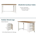 Set da pranzo Homy Casa 5 pezzi, tavolo e sedie altezza bancone con mensole, bianco e noce, stile moderno rustico
