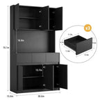 Mobile dispensa da cucina da 71 pollici, mobile credenza con luci a LED e prese di corrente, mobile buffet con supporto per microonde, ripiani regolabili