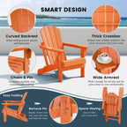 Polytrends Laguna Sedia Adirondack Pieghevole da Esterno per Patio Resistente allo Sbiadimento e alle Intemperie