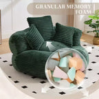 Pouf Divano per Adulti e Bambini, Poltrona Sacco Oversize in Corduroy con 3 Cuscini e Braccioli per Soggiorno e Camera da Letto