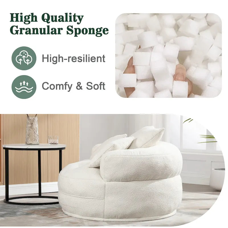 Poltrona Divano Pigro Rotondo – Bianco/Blu/Grigio/Giallo/Arancione/Rosarossa/Blu Scuro/Verde, Posto Singolo e Coppia