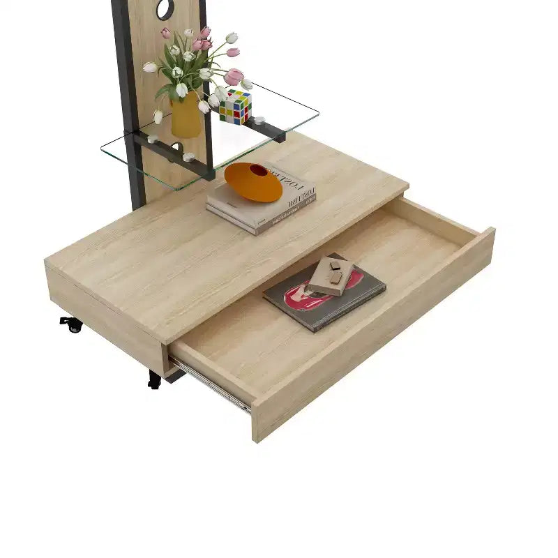 Mobile TV con carrello per TV da 32 a 75 pollici, regolabile in altezza con cassetto e ruote per soggiorno, camera da letto, uffici -ModernLuxe