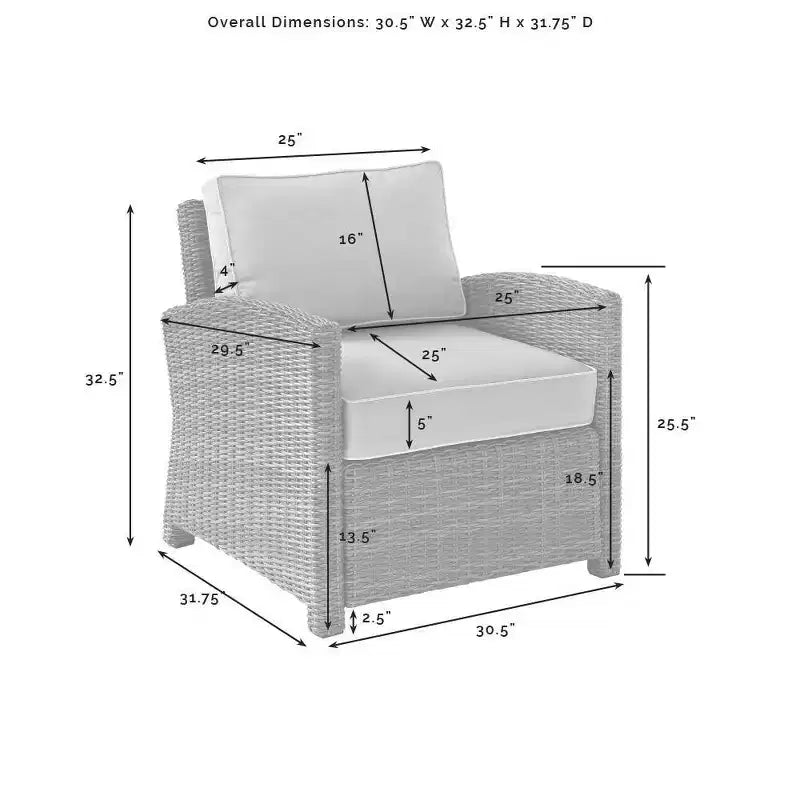 Set da conversazione da esterno a 4 pezzi in vimini Bradenton - Crosley