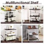Scaffale da Cucina a 3 Livelli Costway, Carrello per Forno a Microonde con Gancio