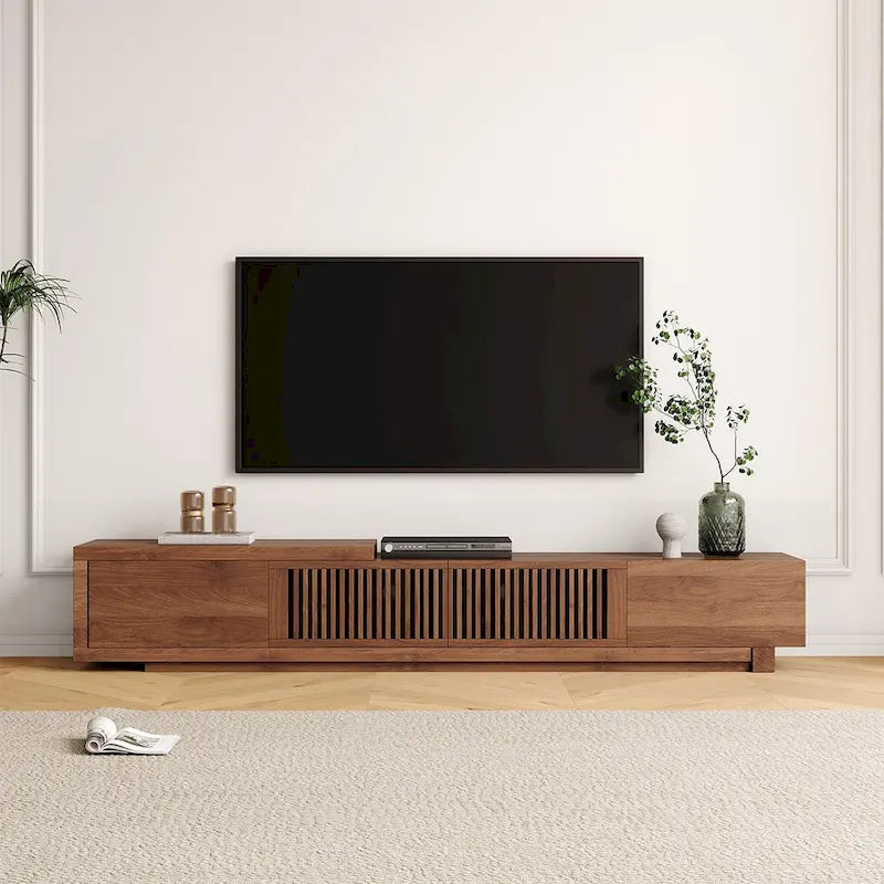 Mobile TV Moderno Retrattile ed Estensibile con 4 Cassetti, Fino a 261 cm - 199,5P x 40L x 35A cm