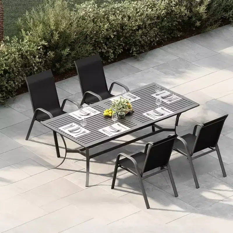 Sedie da patio, Set di 4/6 sedie da pranzo impilabili per esterni in textilene leggero per tutte le stagioni con braccioli per cortile, bordo piscina