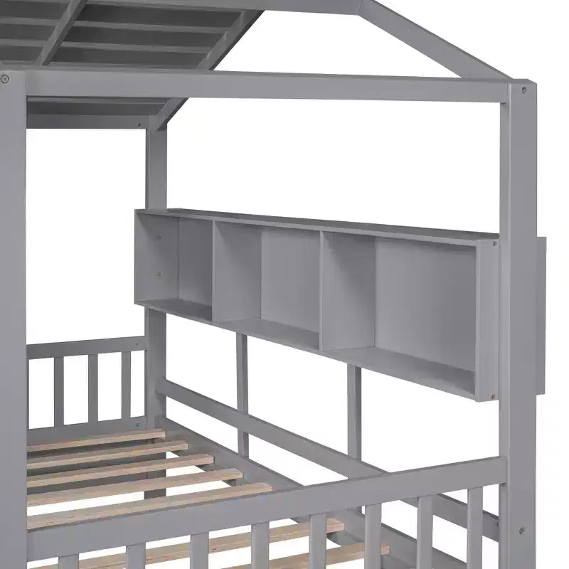 Letto in legno a forma di casa Twin/Full Size con 2 cassetti, letto per bambini con scaffale portaoggetti - ModernLuxe