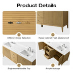 Mobile lavabo doppio Vanity Art 72 per bagno, con top in marmo tecnico