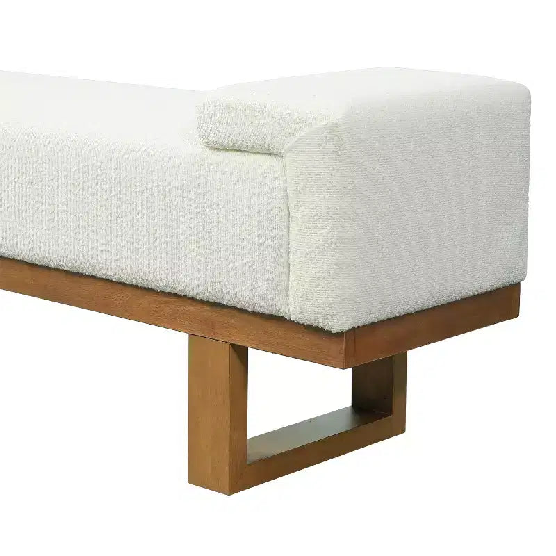 Panca imbottita in boucle Paulina Modern Rubberwood Christopher Knight Home