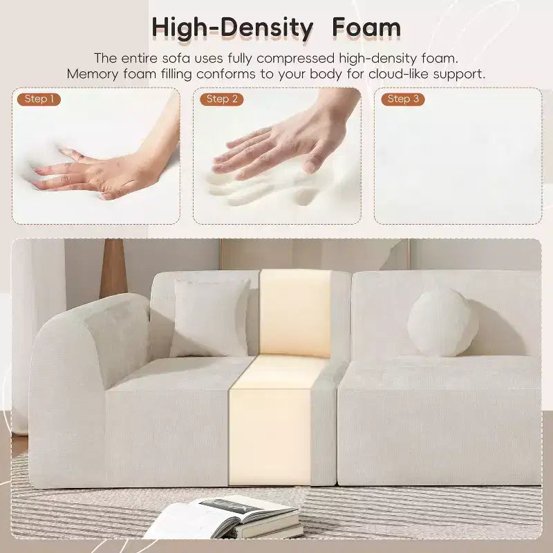 Divano Sezionale Curvo Moderno da 140 Pollici con Chaise Longue, Set da 3 Pezzi, per Soggiorno