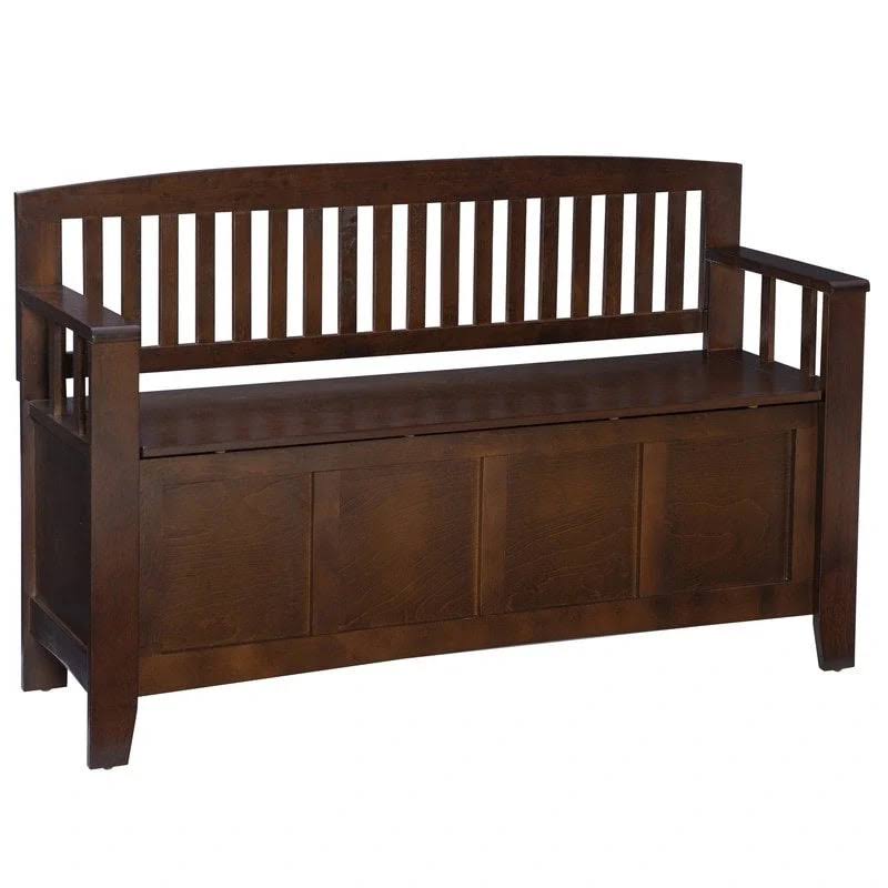Migdalia Flip Top Slat Back Storage Entryway Bench
