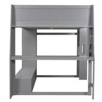 Letto a soppalco da gaming Whisen Wood, una piazza, con scrivania, mensole multi-contenitore, luci LED e appendiabiti