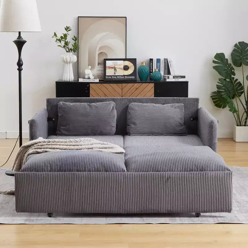 Divano letto convertibile 3-in-1 in velluto a coste da 64,5 pollici con letto estraibile