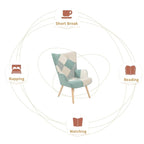 Poltrona con Pouf, Set Sedia e Ottomana per Soggiorno, Comoda Poltroncina Laterale per Camera da Letto, Superficie in Tessuto con Giunture Creative