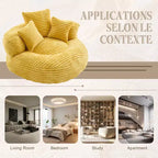 Pouf Divano per Adulti e Bambini, Poltrona Sacco Oversize in Corduroy con 3 Cuscini e Braccioli per Soggiorno e Camera da Letto