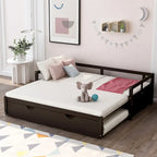 Letto a giorno estensibile con letto estraibile, Letto a giorno in legno con letto estraibile