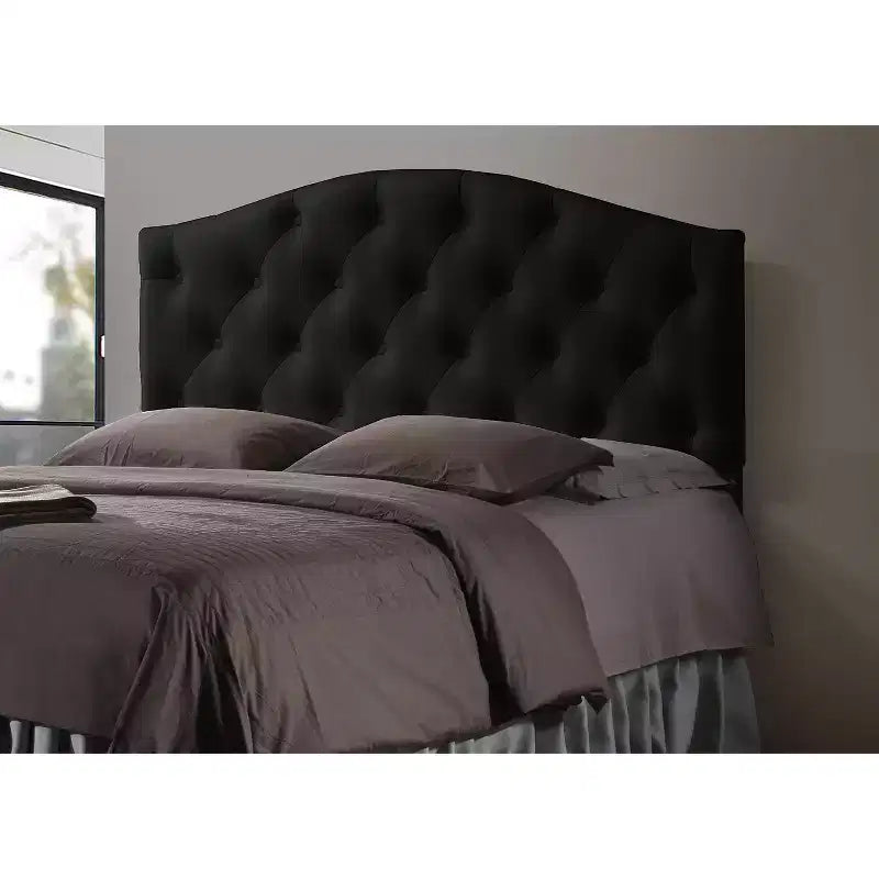 Myra Modern And Contemporary Faux Leather Upholstered Button - Tufted Scalloped Headboard - Baxton Studio