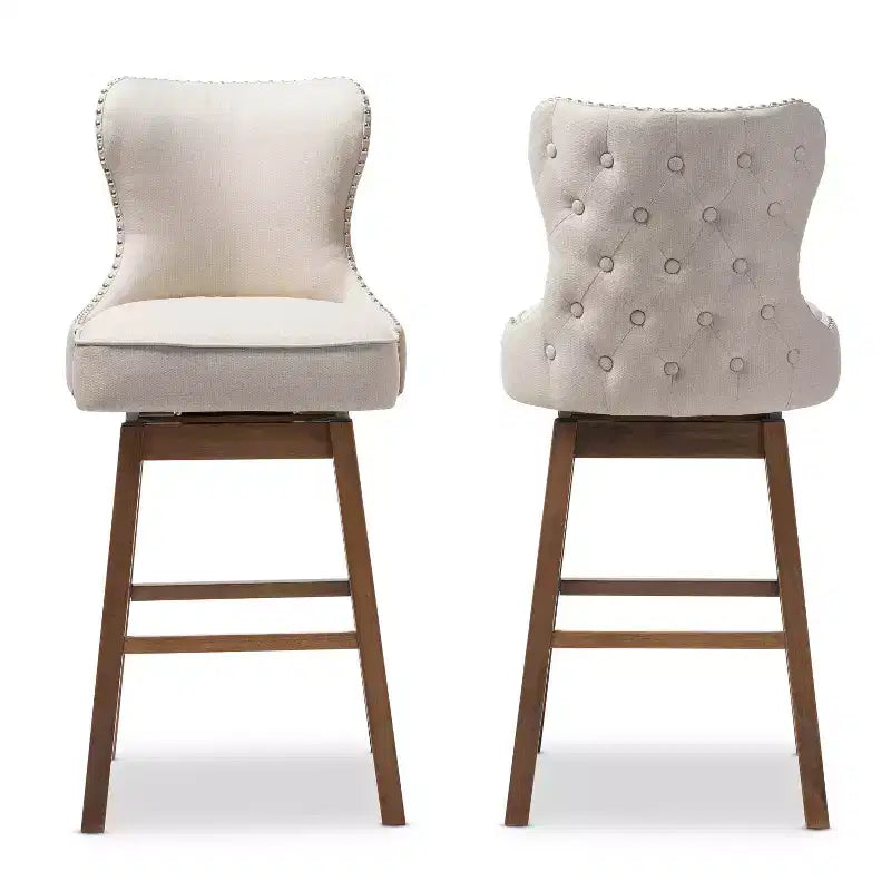 Gradisca Modern And Contemporary Wood Finishing Upholstered Barstools Set Of 2 - Baxton Studio