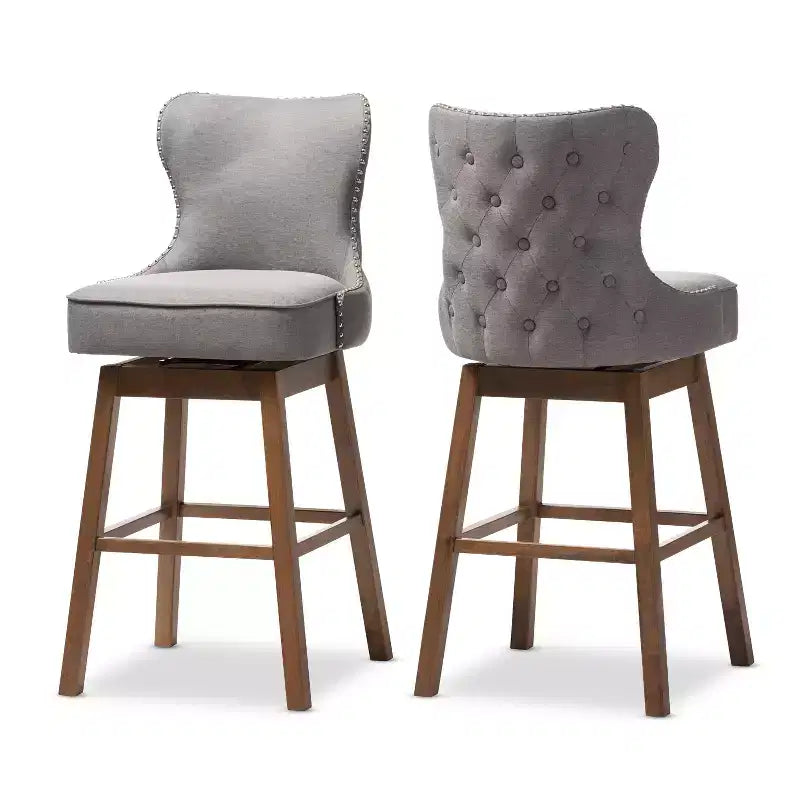 Gradisca Modern And Contemporary Wood Finishing Upholstered Barstools Set Of 2 - Baxton Studio