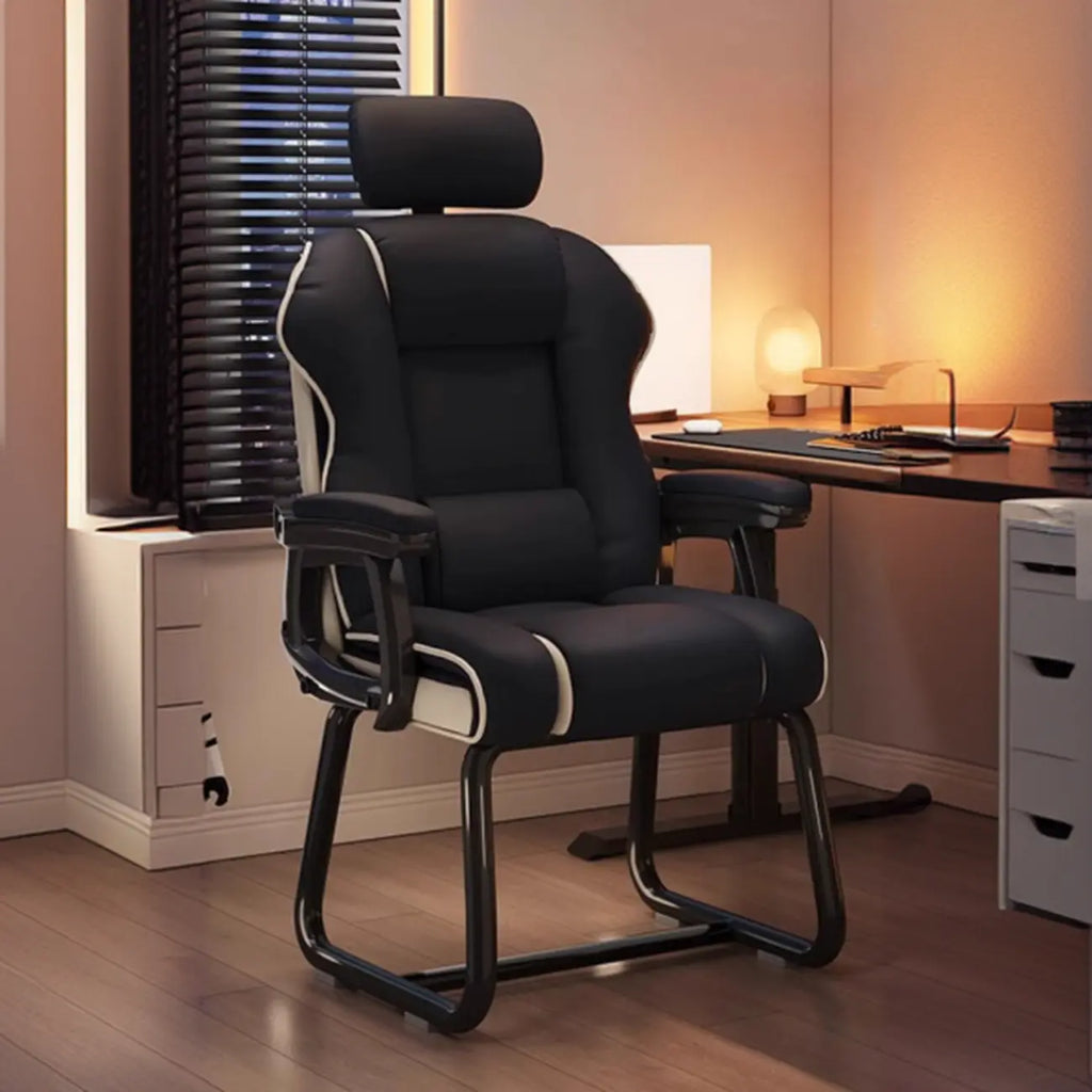 Sedia direzionale ergonomica in pelle gialla con schienale alto