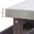 Isola Cucina da Esterno, Carrello Bar con Ruote e Mobile Contenitore, Tavolo per Barbecue in Legno Massello con Piano in Acciaio Inox, Porta Spezie, Porta Asciugamani