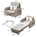 Gaoyangjiaju Poltrona Letto Trasformabile 3 in 1 con Cassetto Contenitore - Divano Letto Estraibile con Tasca Laterale e Cuscino - Grigio