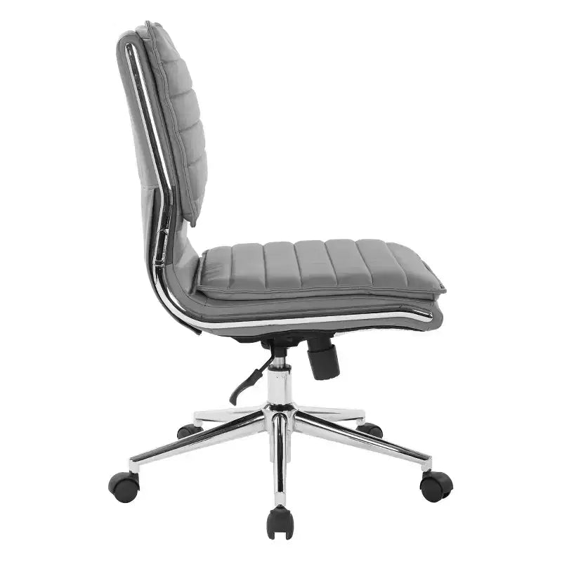 Armless Mid Back Manager's Faux Leather Chair with Chrome Base - OSP Designs