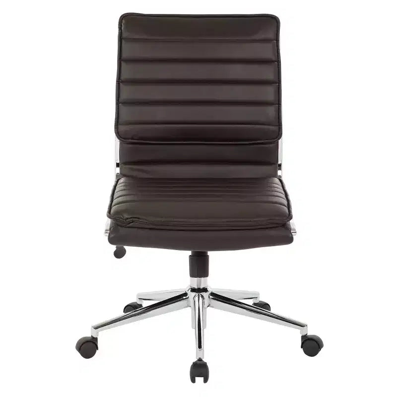 Armless Mid Back Manager's Faux Leather Chair with Chrome Base - OSP Designs