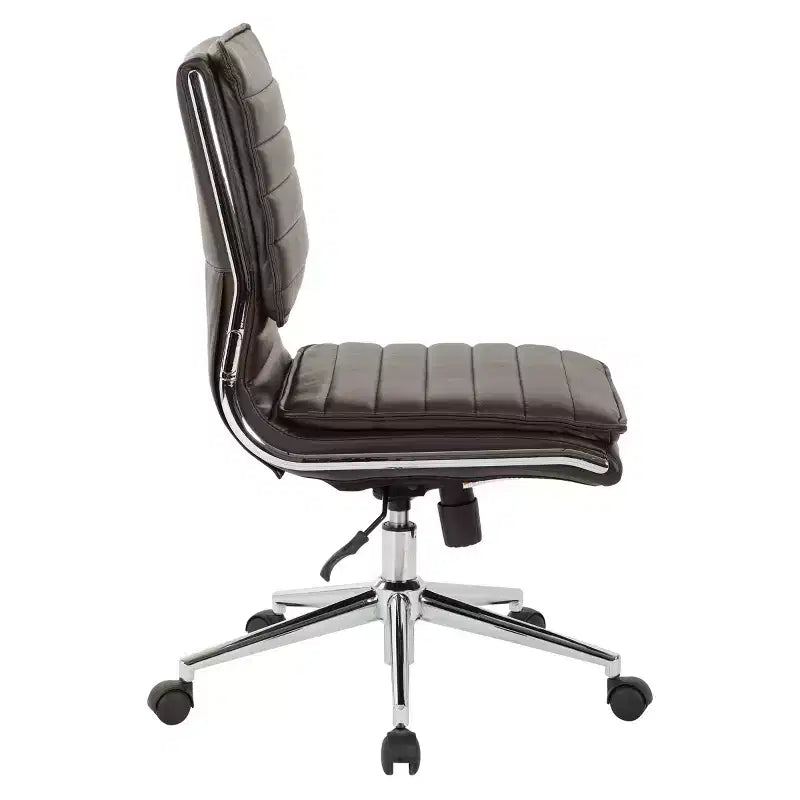 Armless Mid Back Manager's Faux Leather Chair with Chrome Base - OSP Designs
