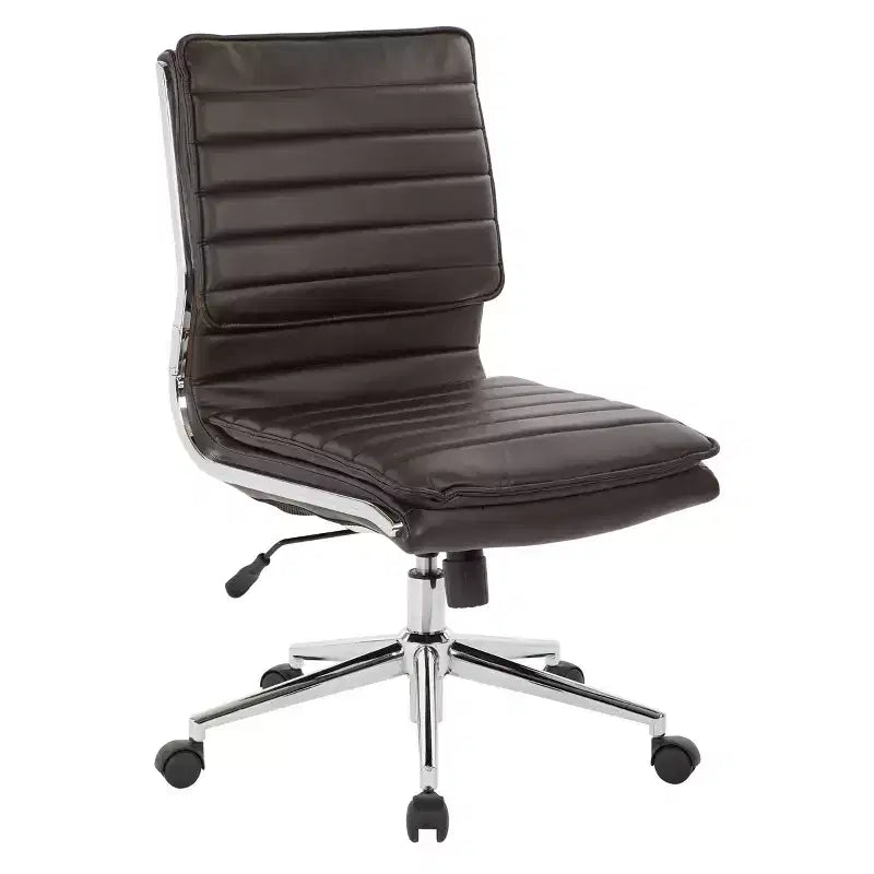 Armless Mid Back Manager's Faux Leather Chair with Chrome Base - OSP Designs