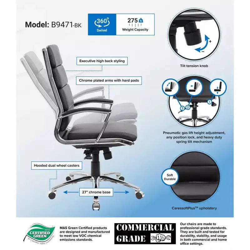 Contemporary Striped Executive Office Chair - Boss Office Products