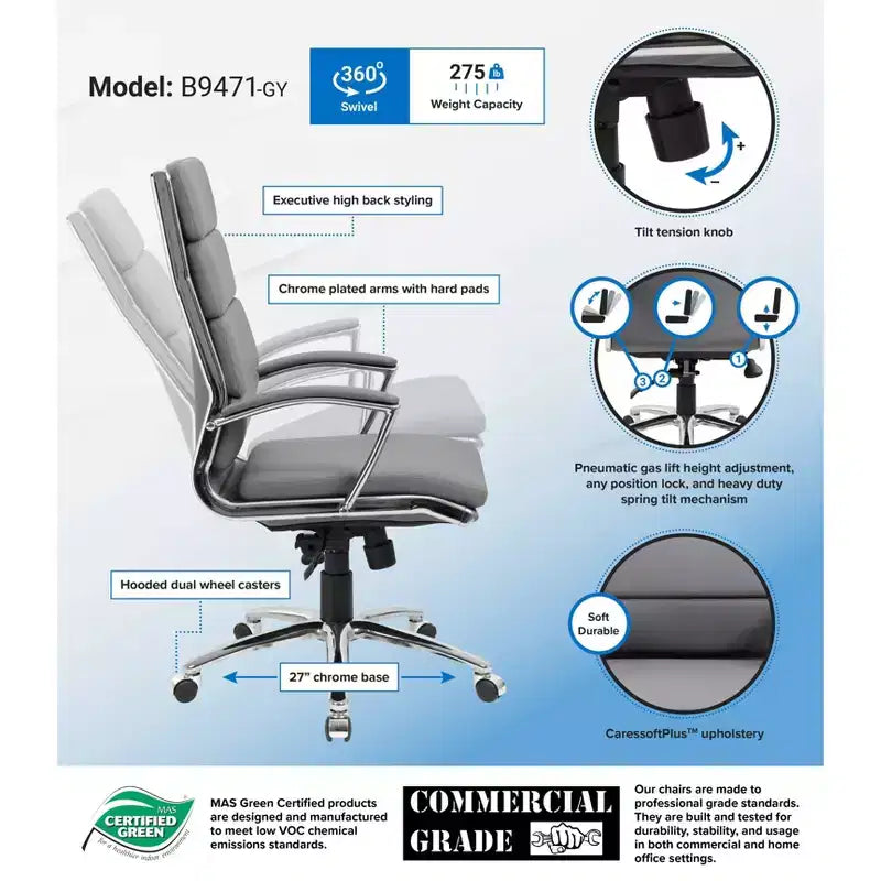 Contemporary Striped Executive Office Chair - Boss Office Products