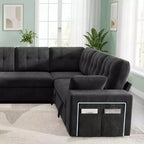 Divano letto componibile modulare Dyonery 112 con letto estraibile, divano componibile a U con contenitore, divani con seduta extra ampia e profonda per soggiorno