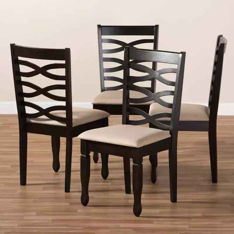 4pc Lanier finished Wood Dining Chairs - Baxton Studio