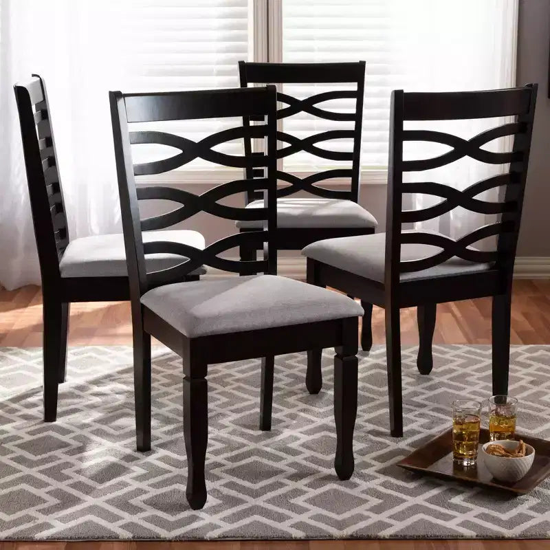 4pc Lanier finished Wood Dining Chairs - Baxton Studio