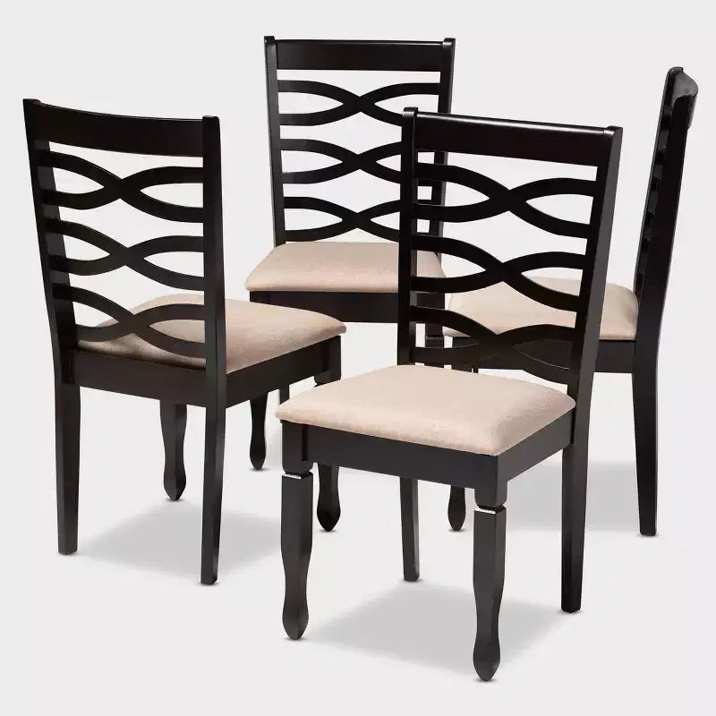 4pc Lanier finished Wood Dining Chairs - Baxton Studio