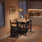 Set tavolo da pranzo per 4 persone, con 4 sedie imbottite, set tavolo da pranzo da 5 pezzi in legno con protezione angolare per cucina, appartamento, piccoli spazi