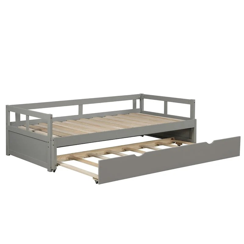 Letto a giorno estensibile con letto estraibile, Letto a giorno in legno con letto estraibile