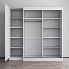 Armadio a 2 ante con specchio, frontale in vetro, 2 persone (grigio / nero / bianco)