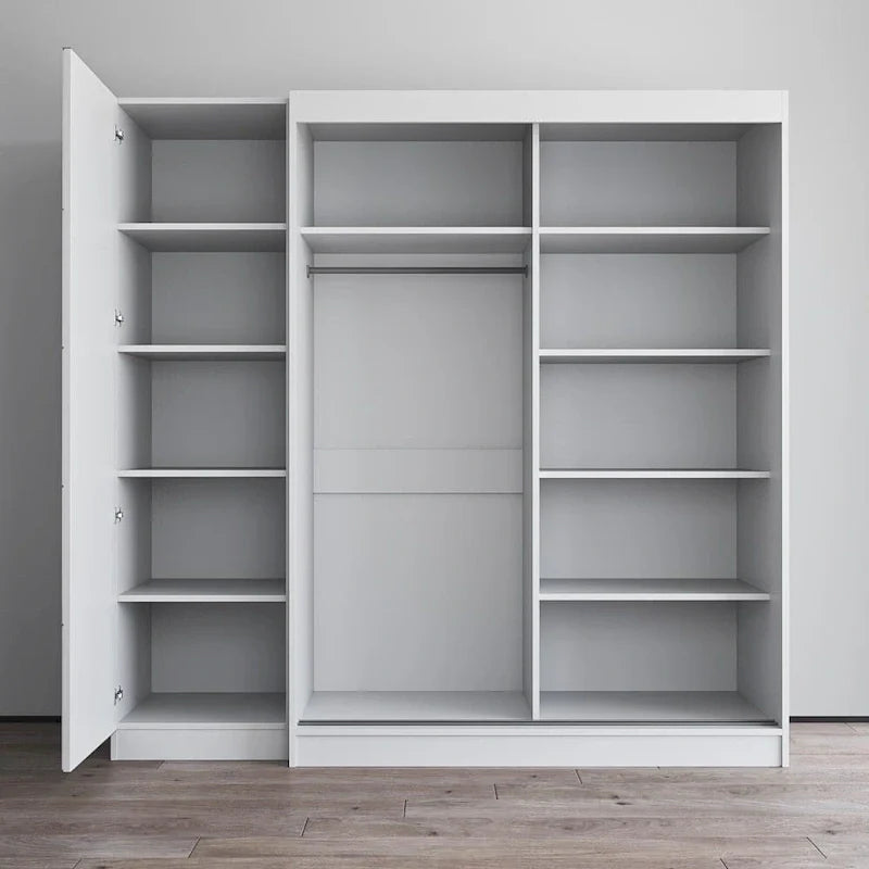 Armadio a 2 ante con specchio, frontale in vetro, 2 persone (grigio / nero / bianco)