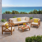 Set da conversazione Brava da 6 pezzi per esterni in legno di acacia di Christopher Knight Home