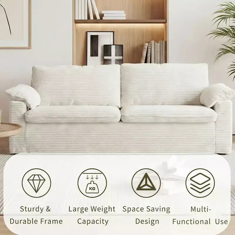 Dyonery 86 Divano a due posti Cloud, Seduta Profonda e Ampi Braccioli con Cuscini, Telaio Robusto, Design Ergonomico Traspirante