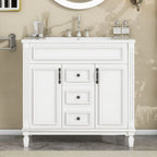 Mobile bagno moderno da 90 cm con lavabo integrato e specchiera, 2 ante e 2 cassetti