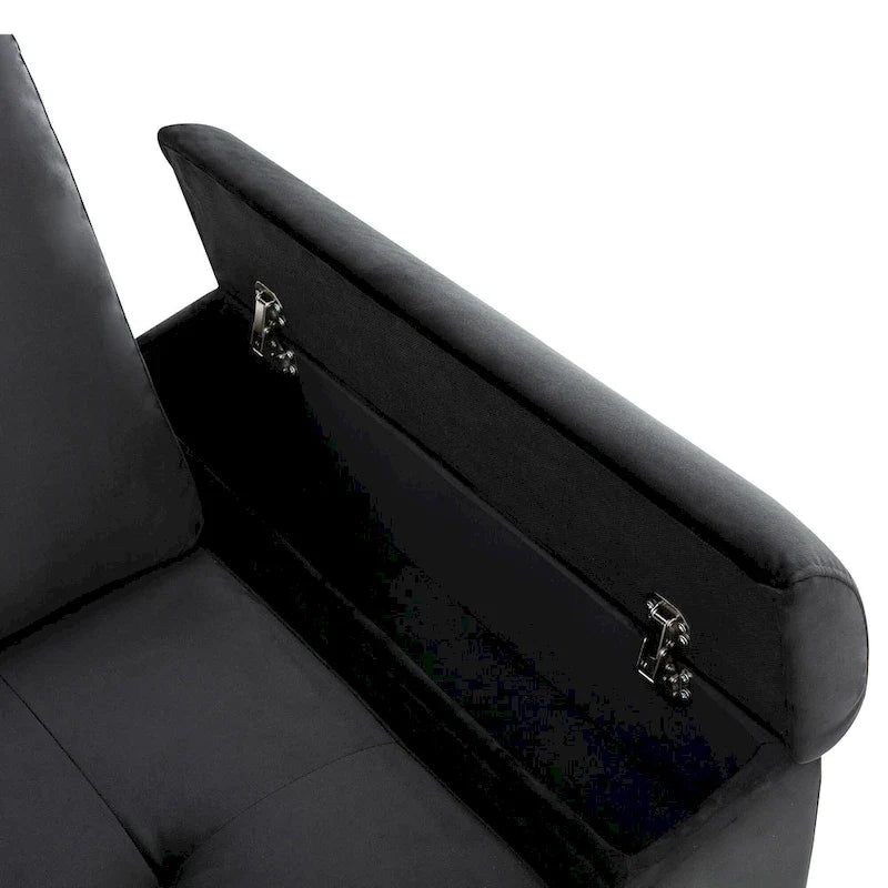 Canapé d'angle convertible 5 places en L 84,75 po avec pouf de rangement, rangement de bras dissimulé et chargement USB pour salon
