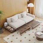 JASIWAY Divano Moderno in Legno Massello Rivestito in Cotone Lino