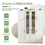 Whisen Dispensa da Cucina Autoportante 71''H, Grande Armadio Contenitore per Sala da Pranzo Credenze con 6 Ante, Ripiani Regolabili