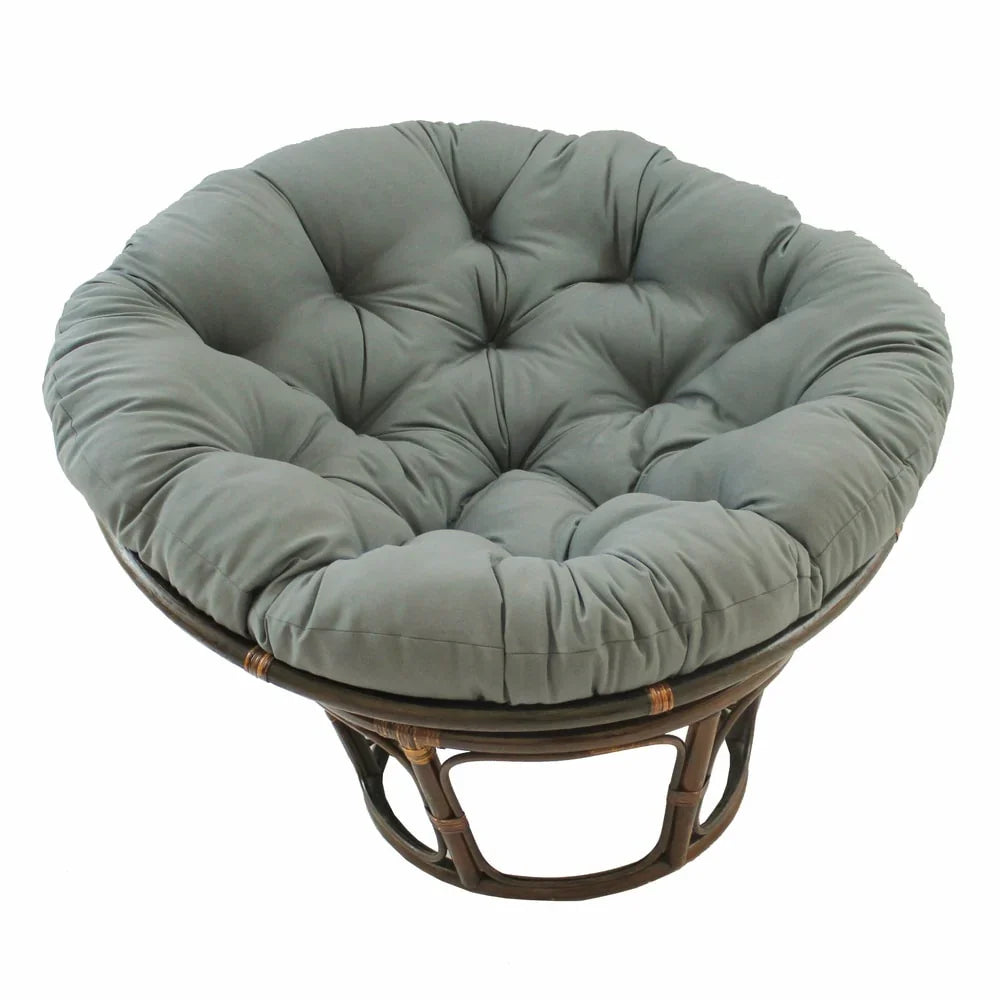 Poltrona Papasan Bali da 42 pollici in rattan con cuscino in twill